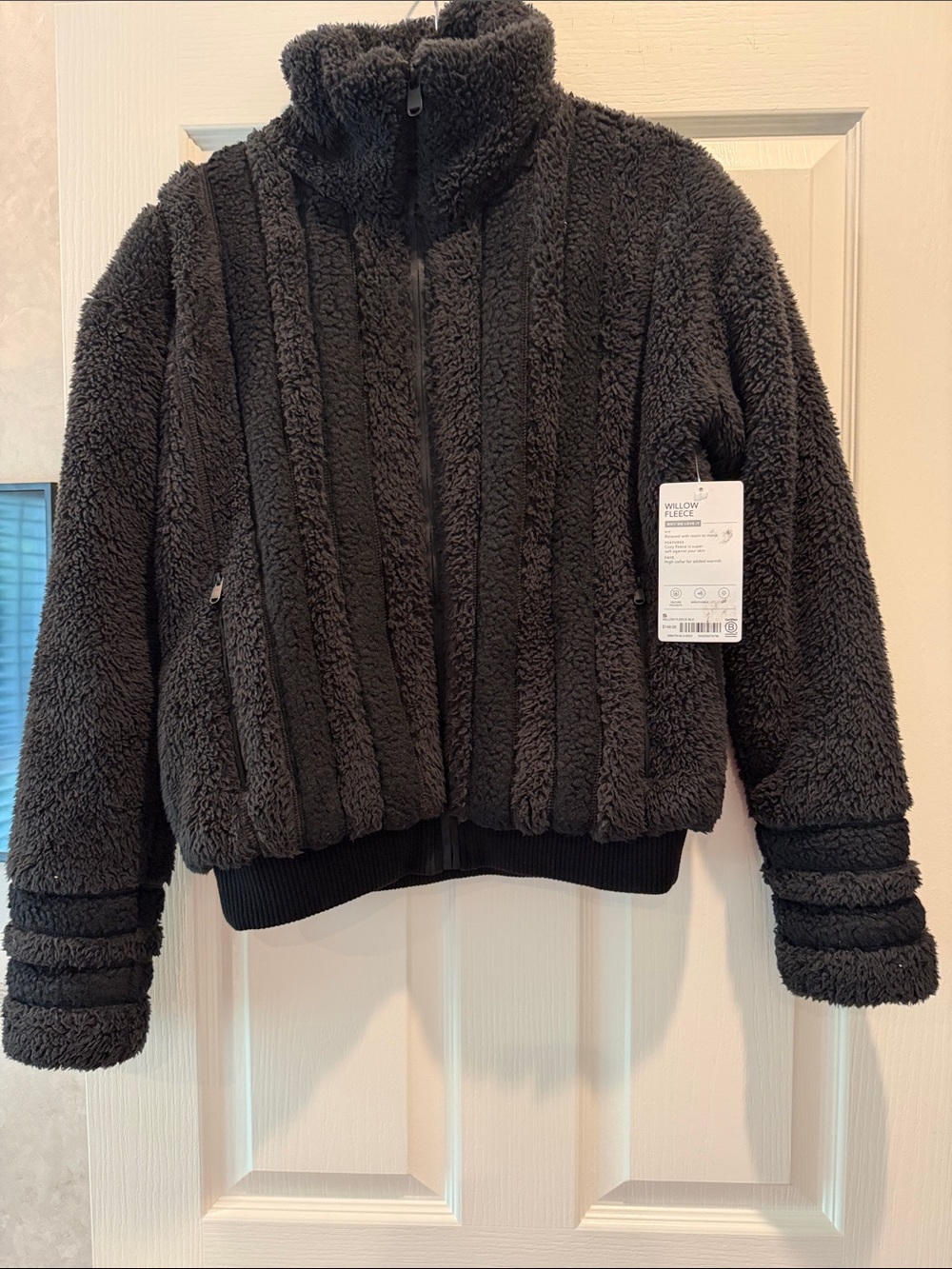 Athleta Black Sherpa Bomber Jacket